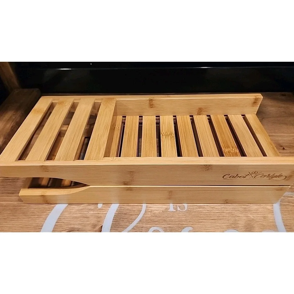 Cabot Carlyle Bamboo Wood Bath Tub‎ Rack Bathroom Shelf Tidy Tray Storage Caddy